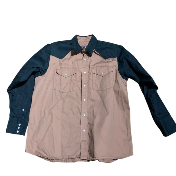Heavy twill American Worker two tone Pearl snap shirt - Picture 1 of 5